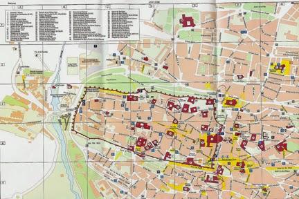 Plano y ruta peatonal a las sedes en Ávila: Edades del Hombre 2015.