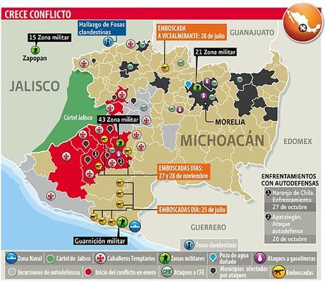Mapa Michoacán conflicto