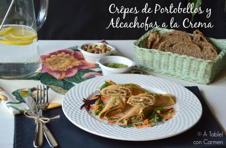 Crêpes de Portobellos y Alcachofas a la Crema