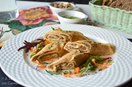 Crêpes de Portobellos y Alcachofas a la Crema