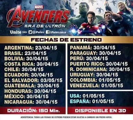 Tráiler final y fechas de estreno de @Avengers #EraDeUltron