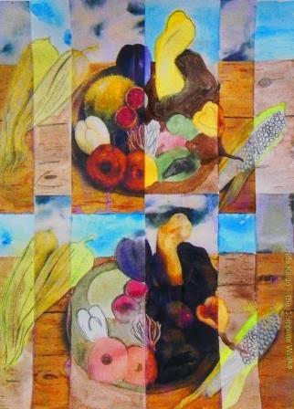 Intervención de imágenes de  bodegones con acuarela