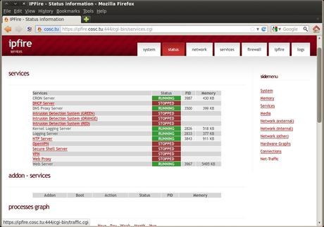 IPfire interfaz web para configuración