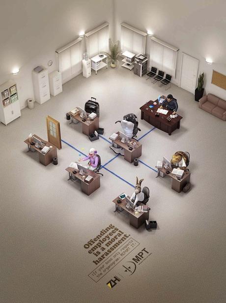 Anuncios impresos para concienciar del casos laboral.