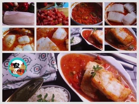 Bacalao con fritada de pimientos