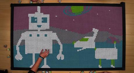 Una divertida animación creada con casi 1300 cubos de Rubik