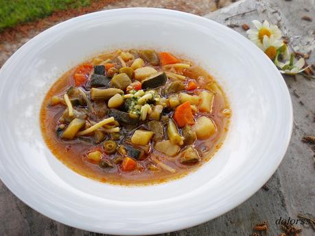 Sopa de verduras o menestra primaveral