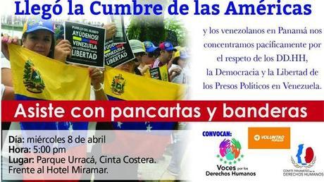 Venezolanos en Panamá Convocara a Protestas durante Cumbre de las Américas