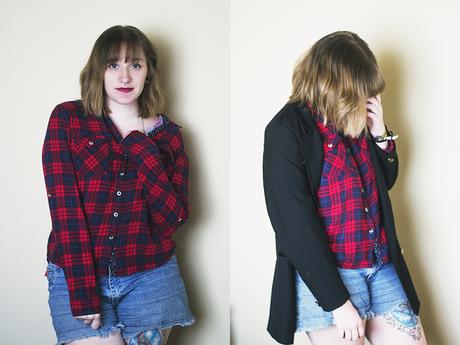 outfit otono capsule wardrobe camisa cuadrille argentina fashion blogger ootd blazer negro