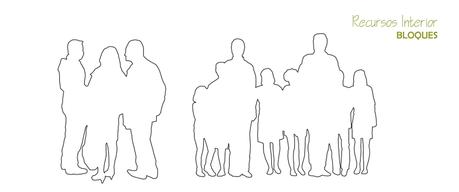 5 bloques gratis .dwg.  Silueta de grupos. Archivo 5