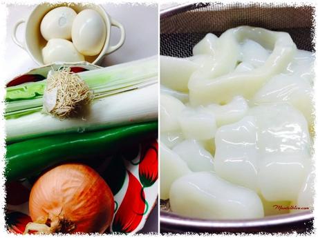 Sopa de pescado con aros de calamar