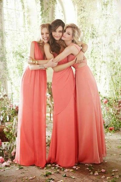 damas de honor vestido coral