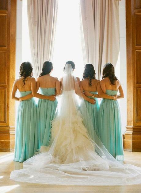 damas de honor color mint