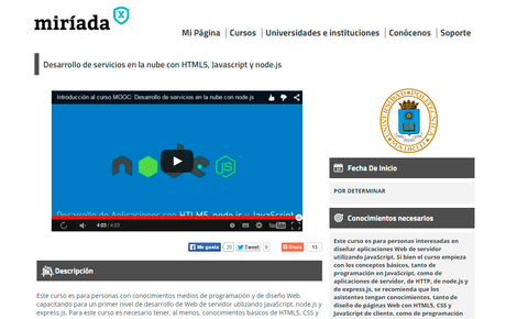 Curso Online Desarrollo de servicios en la nube con HTML5, Javascript y node.js