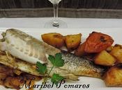 Asado lubina, patatas, cebolla tomate olla programable.