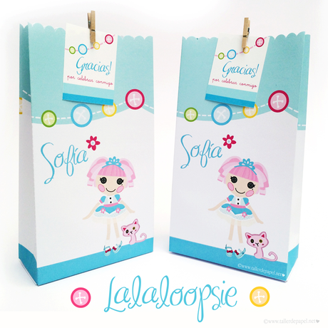 Celebrando con Creatividad! Cumpleaños de Llaloopsie. Al estilo de Taller de Papel.bolsas de dulces Lalaloopsie.