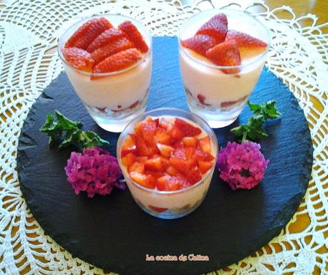 Tarta de queso y fresas