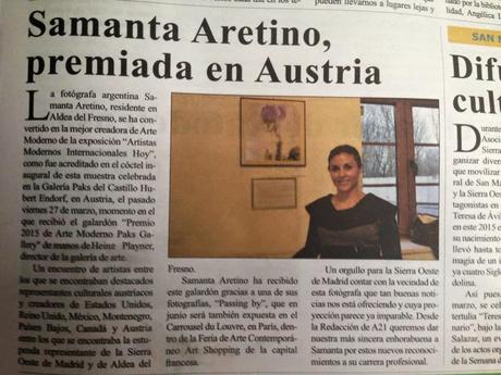 Samanta Aretino, Premio 2015 de Arte Moderno Paks Gallery de Austria