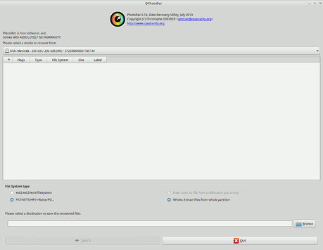 Recuperar archivos borrados en Ubuntu con Photorec qPhotorec-Interfaz