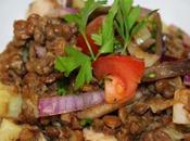 Ensalada templada patatas, lentejas pavo