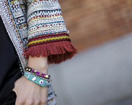 street style barbara crespo hakei ethnic jacket fringes sendra fashion blogger outfit blog de moda