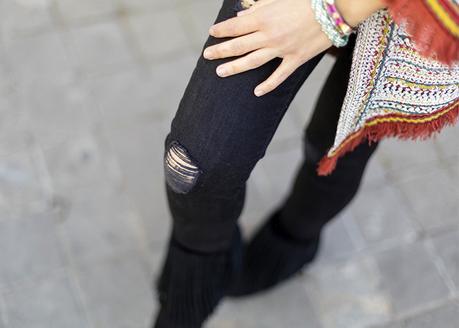street style barbara crespo hakei ethnic jacket fringes sendra fashion blogger outfit blog de moda