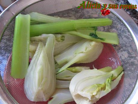 GRATINADO DE HINOJOS Y APIO CON CANUTILLOS DE ATÚN