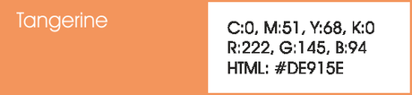 Tangerine y sus códigos cmyk, rgb, html