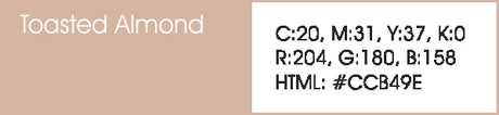 Toasted Almond y sus códigos cmyk, rgb, html