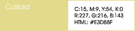 Custard y sus códigos cmyk, rgb, html