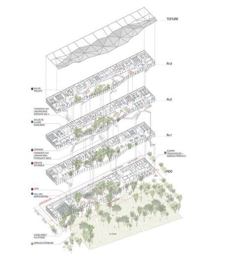 Nuevo Edificio en la Escuela Politécnica de Paris Saclay de Sou Fujimoto NOT-039-Centro de aprendizaje de la Escuela Politécnica París Saclay-9
