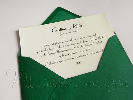 Invitacion de boda clásica verde