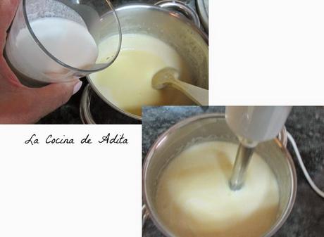 Tarta de crema de piña, sobre una base de coco