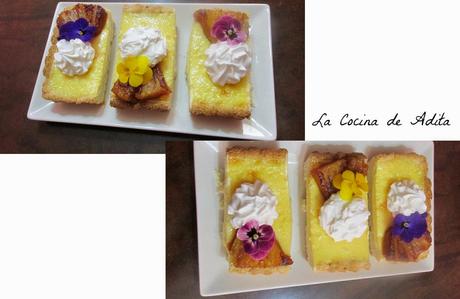 Tarta de crema de piña, sobre una base de coco