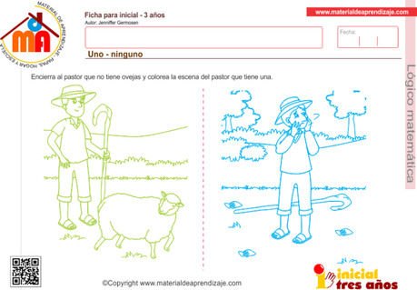 Uno – ninguno 2: Lógico matemática 3 años