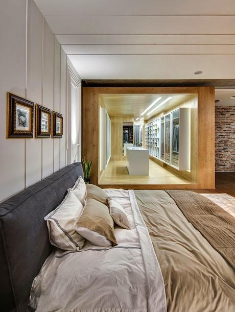 Juego de volúmenes de hormigón en un loft rehabilitado