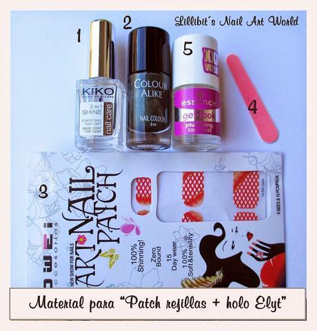 Nail Patch de rejillas + Dark Holo 501 de Elyt.es