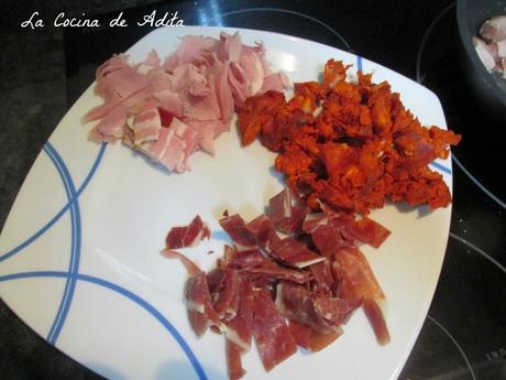 Quiché  con salchichas, beicon, lacón, chorizo y de verduras