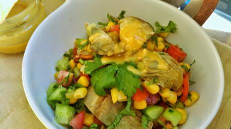 Ensalada de alcachofa con vinagreta de limón y mostaza