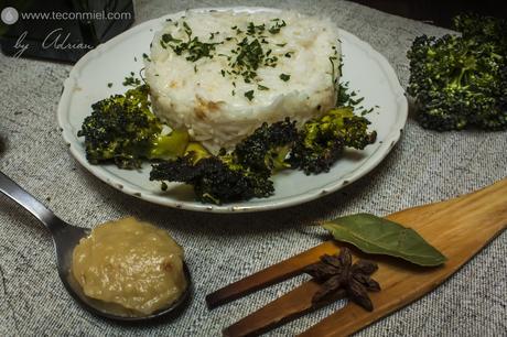 arroz con brocoli y crema de ajo asado ;)