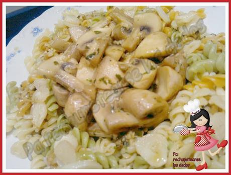 *Espirales con champiñones salteados (tradicional)