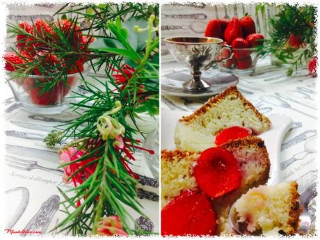 Bizcocho de fresas y plátano con crema de mantequilla