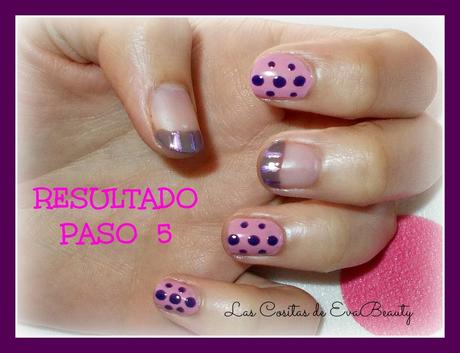 Mis manicuras (13): Manicura con puntos y Cupcake de fresa y chocolate.