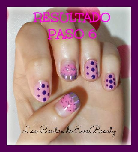 Mis manicuras (13): Manicura con puntos y Cupcake de fresa y chocolate.