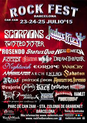 Distribución por días del Rock Fest Bcn 2015