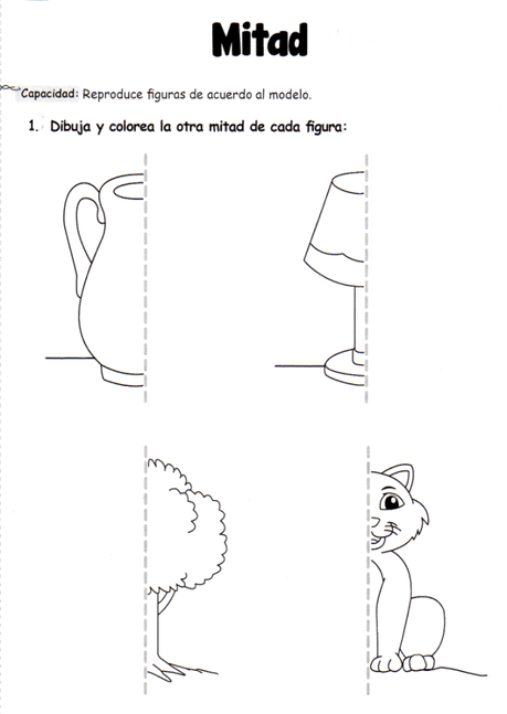 Mitad: Ficha para niños de 5 años