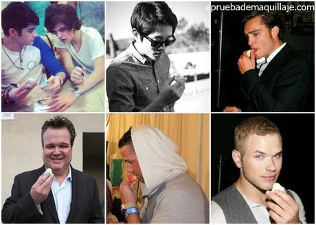 Bálsamo labial Honeysuckle Honeydew de EOS Celebrities masculinos usando EOS balsamos labiales