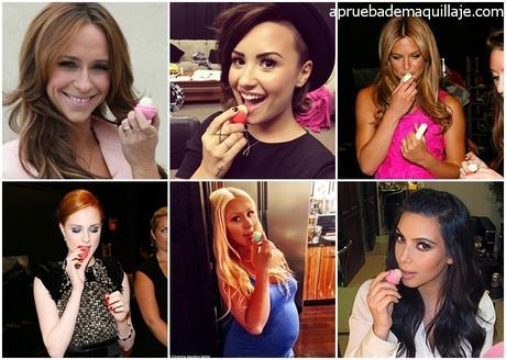Celebrities femeninas usando EOS balsamos labiales