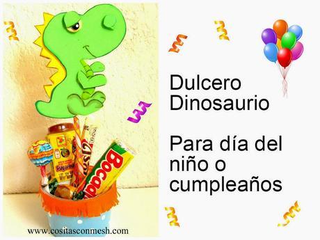 Manualidades para dia del niño dulcero dinosaurio