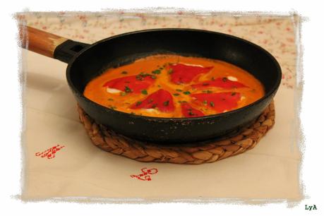 Pimientos rellenos de brandada de bacalao... para el reto Color y sabor de temporada